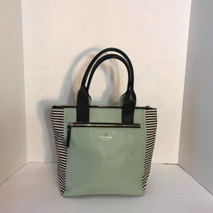 Kate Spade Leather Cobble Hill Courtnee Shoulder Handbag Sage Green Blk/Ivory